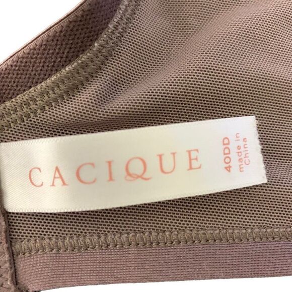 Cacique Balconette Underwire Bra 40DD Gray Dots Lace Lightly Lined Adjustable - Picture 5 of 5